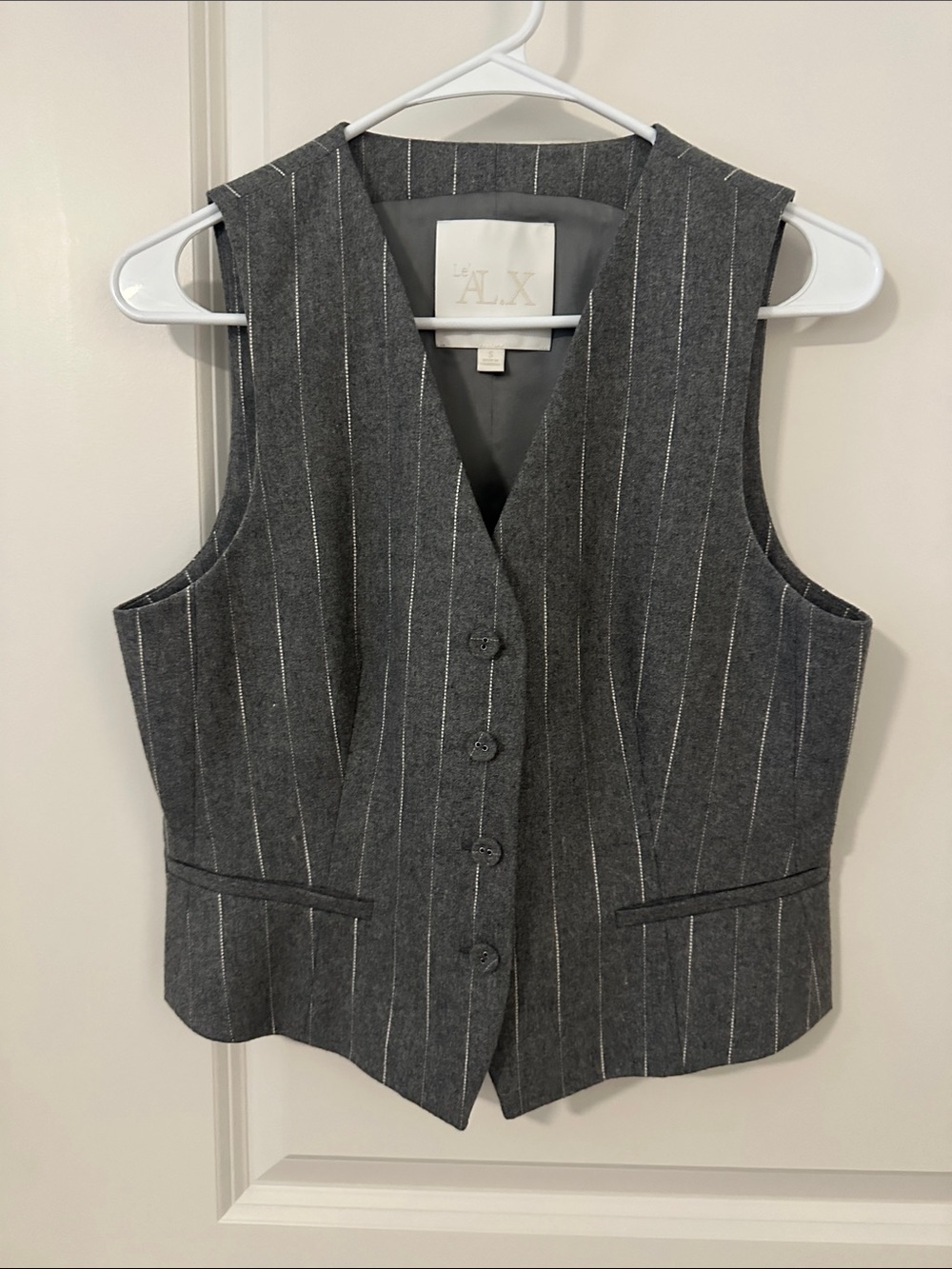 Women's Dark Gray Pinstripe Wool Vest